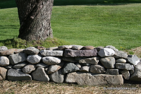 Fig.#62. Rock walls are always worth inspecting and rebuilding in one's mind, especially when the outdoors beckons and mom or dad needs a walk. 